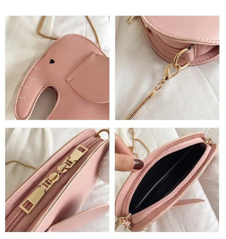 Bolso con forma de elefante, bonito bolso de cadena con dibujos animados para niñas, bolso de hombro pequeño para mujer, minibolso con cadena, bolso para teléfono de mujer, cartera y bolso de mano