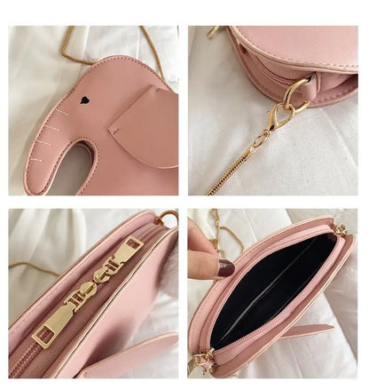 Bolso con forma de elefante, bonito bolso de cadena con dibujos animados para niñas, bolso de hombro pequeño para mujer, minibolso con cadena, bolso para teléfono de mujer, cartera y bolso de mano