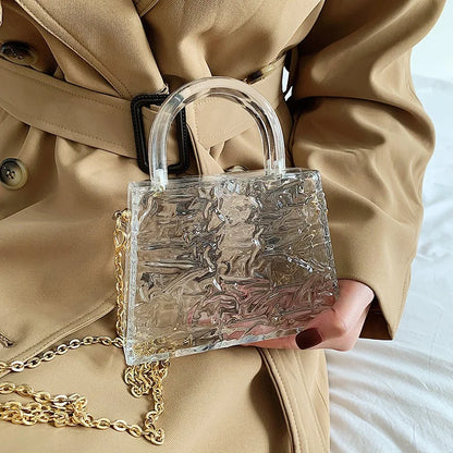 Fashion Transparent Acrylic Box Women Handbags Designer Clear Pvc Shoulder Crossbody Bags Luxury Evening Clutch Small Purse 2021