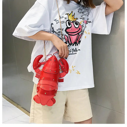 Lobster Shoulder Bag Brand Design Mini Women Handbag 3d Cartoon Animal Shape Crossbody Bags Fashion Chains Messenger Bag