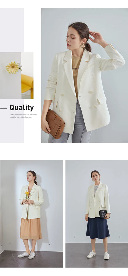 FSLE Women Black Blazer Office Lady Blazers Coats Spring Autumn Oversized Jacket Female Elegant Business Coat Z210024