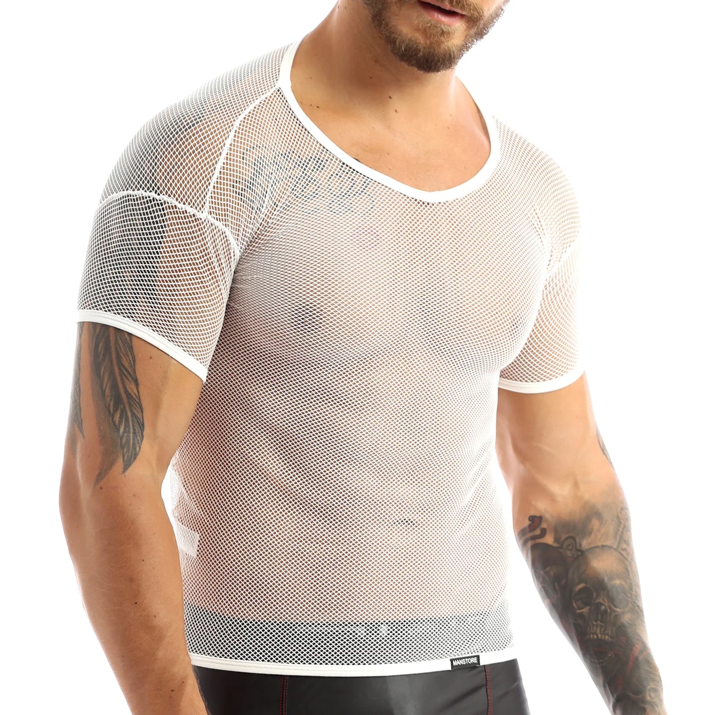 2022 Fashion Men Mesh T Shirt See Through Short Sleeve Slim Party Nightclub Wear Sexy T-shirts Top Thin Breathable Camiseta