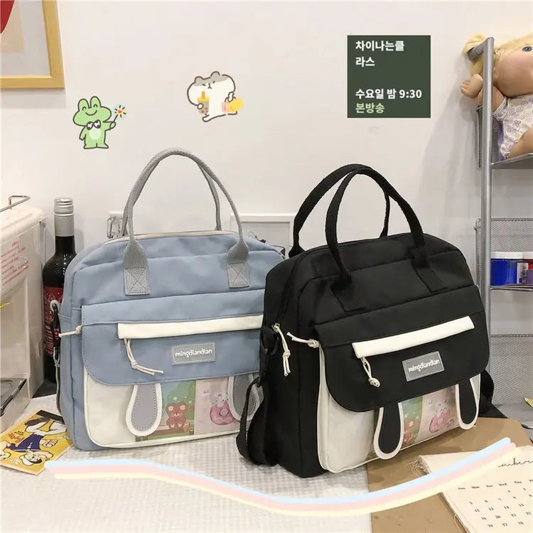 Japanese Preppy Style Handbag Women JK Girls Crossbody Bags Transparent Bag Bunny Ears Shoulder Bag Women Book Bag Itabag Girls