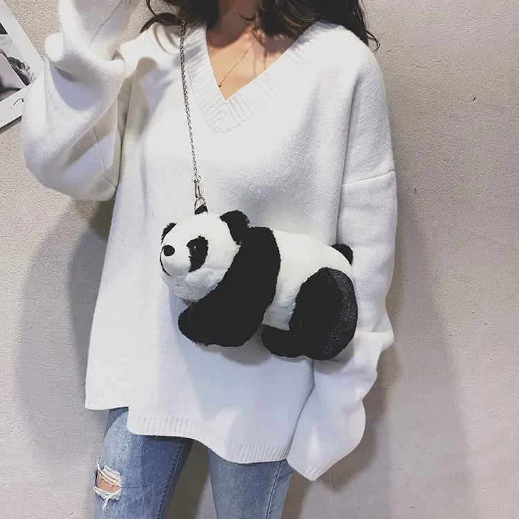 Bolso pequeño para mujer, bonito bolso de rana panda, bolsos de peluche suaves, bolsos cruzados con correa de cadena, bolso de hombro para mujer, bolso para teléfono