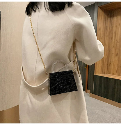 Fashion Transparent Acrylic Box Women Handbags Designer Clear Pvc Shoulder Crossbody Bags Luxury Evening Clutch Small Purse 2021