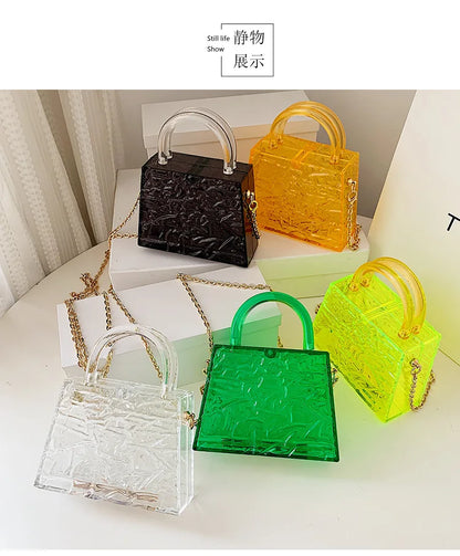 Fashion Transparent Acrylic Box Women Handbags Designer Clear Pvc Shoulder Crossbody Bags Luxury Evening Clutch Small Purse 2021