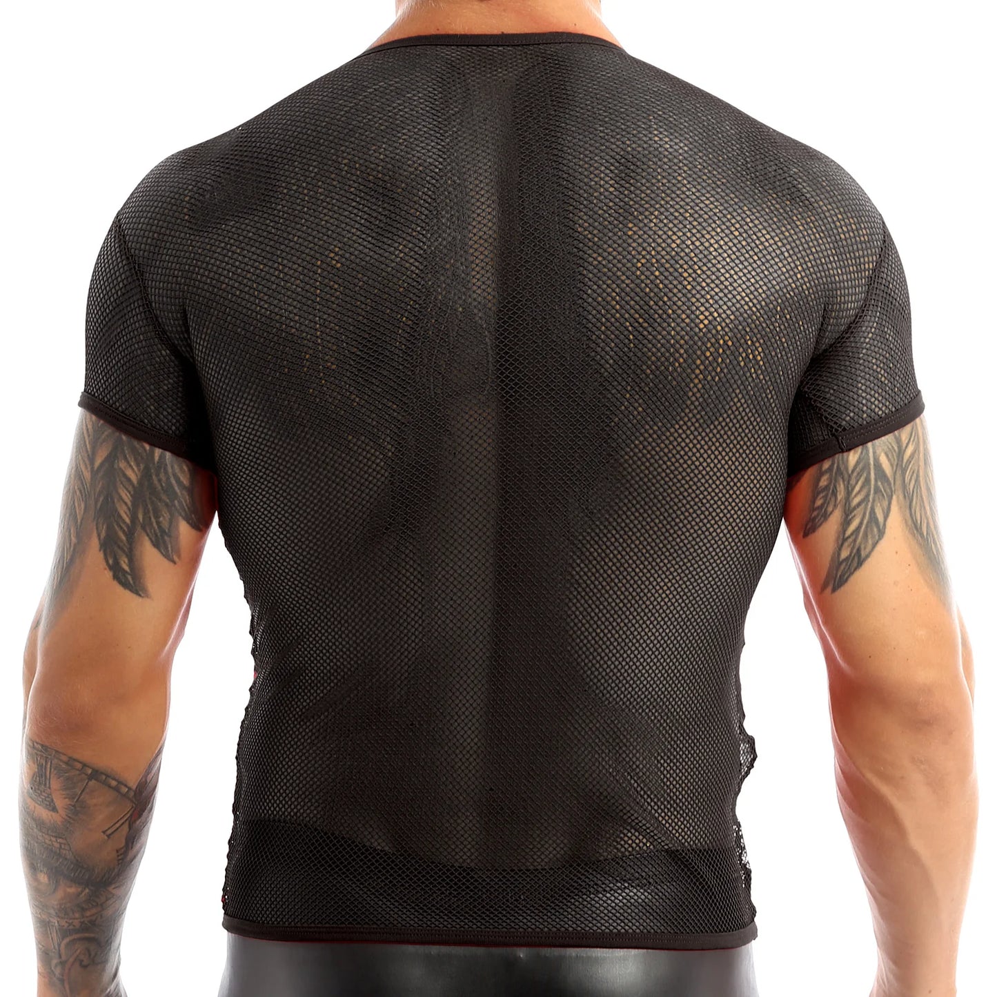 YiZYiF Sexy Mens Mesh Clubwear T Shirts Super Soft Mesh Undershirt See-Through Breathable Men T-Shirt Sexy Tops Dance Wear