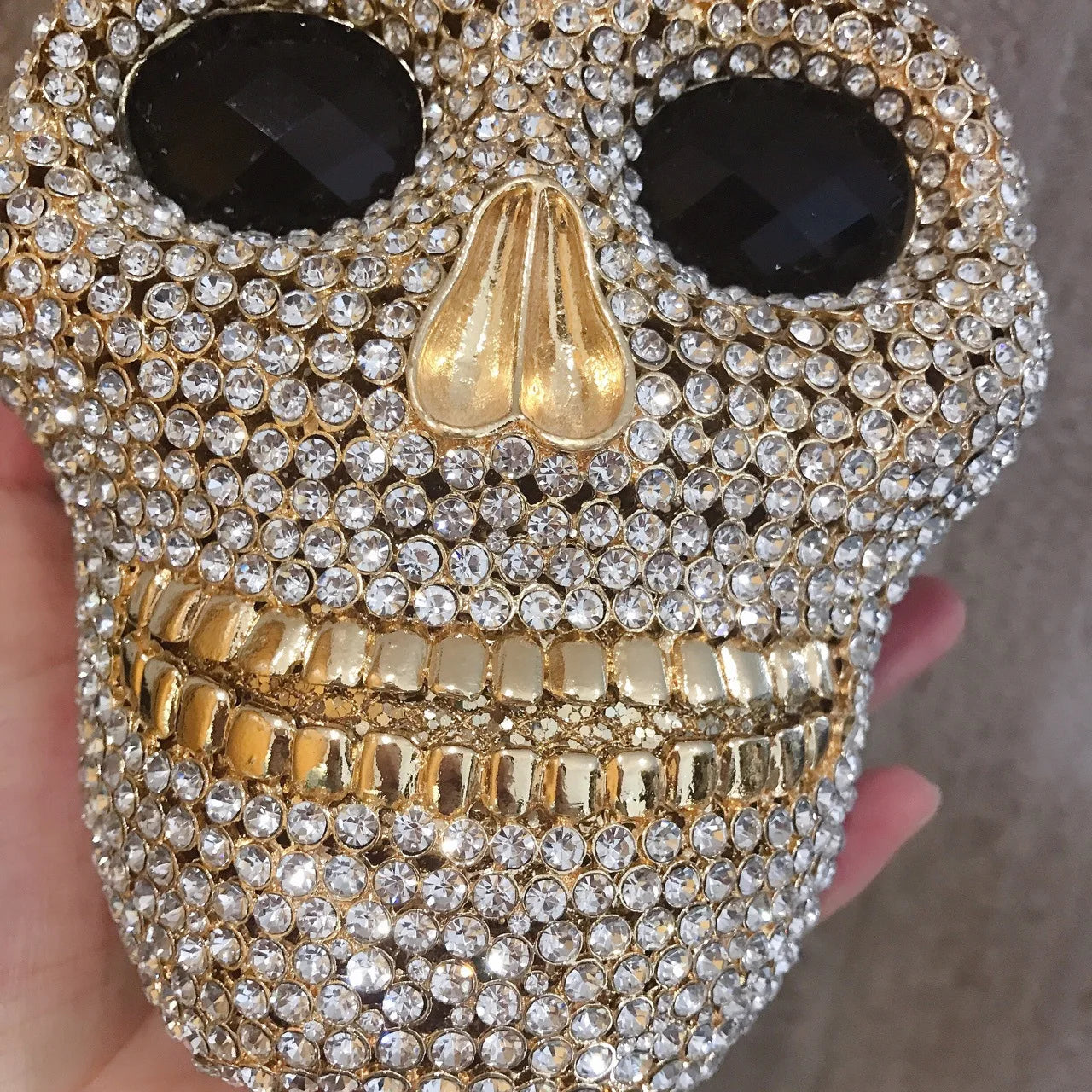 Bolsos de mano con diseño de calavera para mujer, carteras y bolsos de mano con cristales, para fiestas y cócteles, de noche, novedosos para Halloween