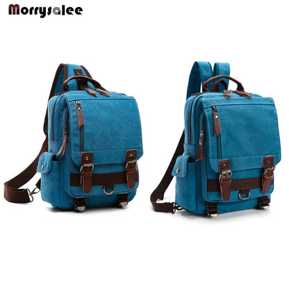 New Canvas Bag Men Bag Retro Shoulder Solid Color Zipper Single Root, Double Root Vertical Section Square Menus Diagonal Package