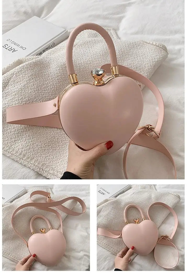 Bolsos y carteras para mujer, bolso de hombro con forma de corazón de amor blanco, bolso cruzado con cadena para mujer, bolso de mano y cartera para mujer