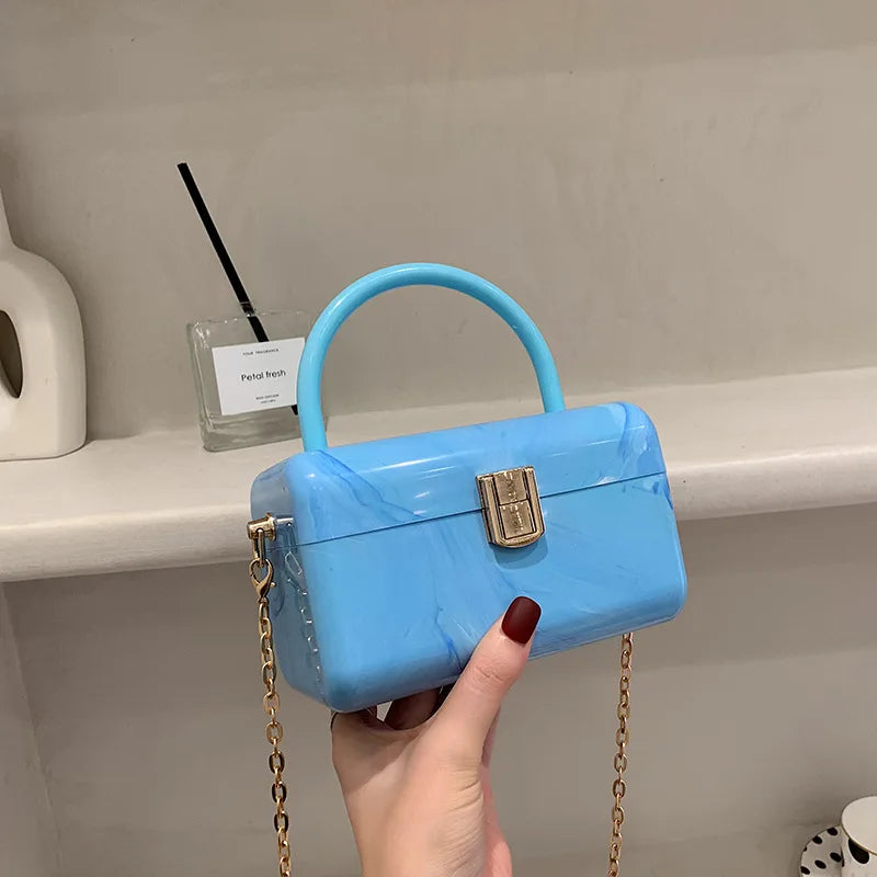 Candy Color Women Acrylic Purse Cute Crossbody Bags 2021 New Box Shape Handbags Evening Clutch Events Chain Shoulder Bag