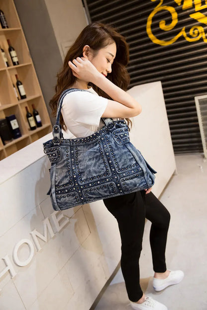 Bolso de mezclilla de diseño vintage para mujer, bolso de hombro para jeans, bolso de mano para niñas, bolso cruzado, bolsos de mensajero para mujer