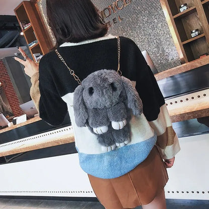 Rabbit Fur Handbags 2018 Winter Shoulder Bag Real Fur Handbag Women Messenger Bag Lovely Bunny Shoulder Bag Tote