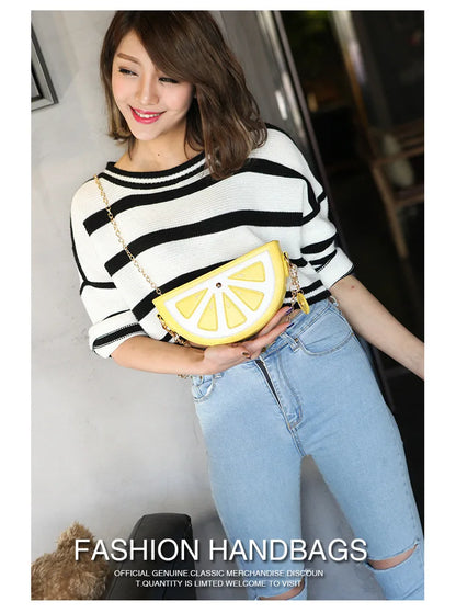 Crossbody bag lemon fruit shape mini wallet purse clutch chain shoulder bag ladies messenger bag