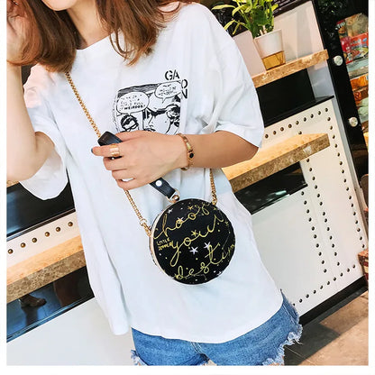 Luxury Fashion Blue Planet Velvet Star Ball Shoulder Bag Women small round Velour Bag Personality Female Handbag