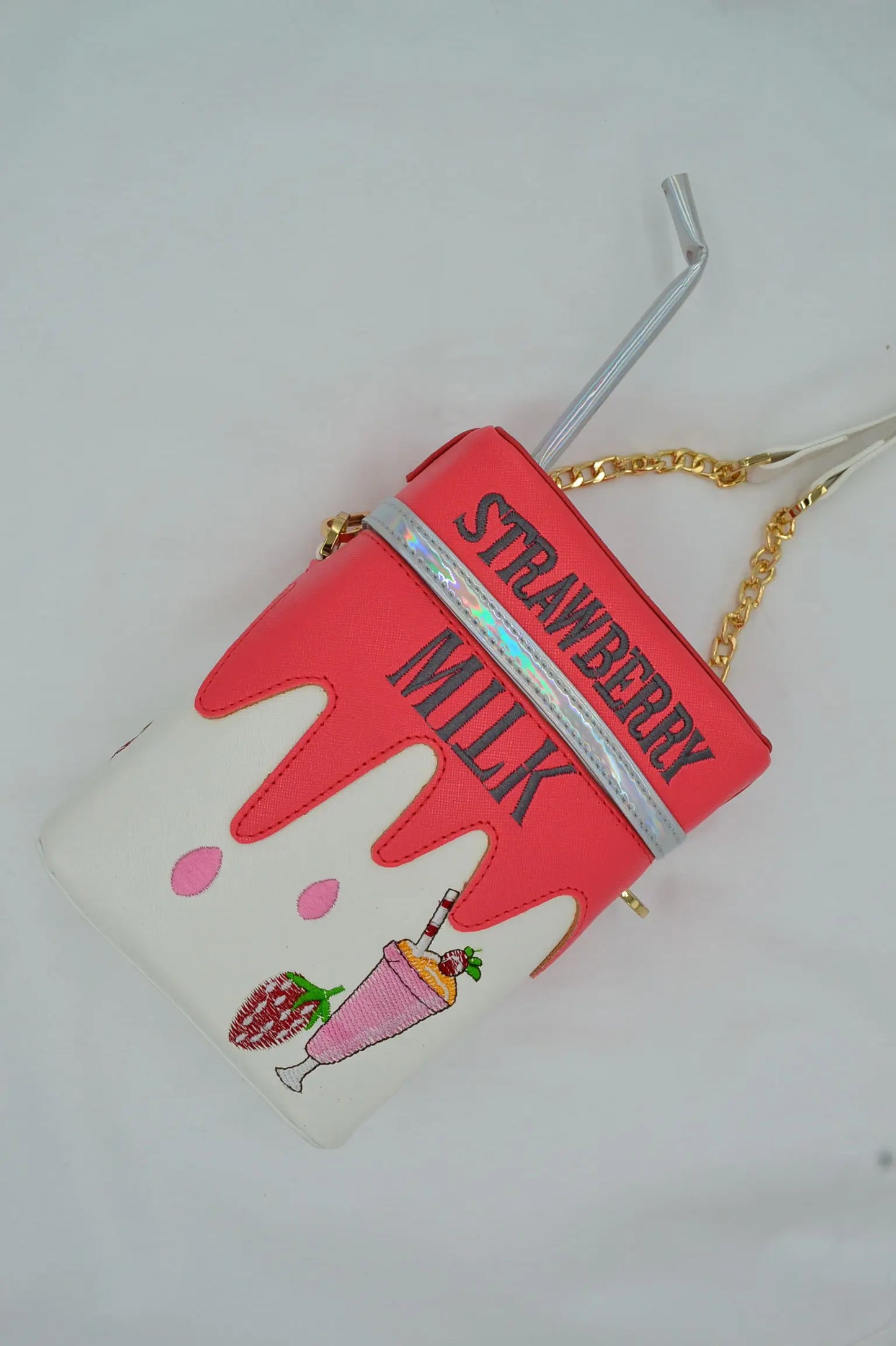 Personality Milk Box Shape Shoulder Bag Strawberry /Lemon printed drink bottle shape bag with straw femle mobile phone bags