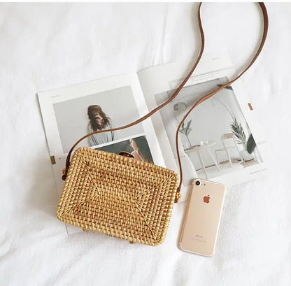 Summer Straw Bags Small Women Rattan Bag Handmade Woven Beach Women's Crossbody Bags Bohemia Hollow Out Handbag Bali Box bols