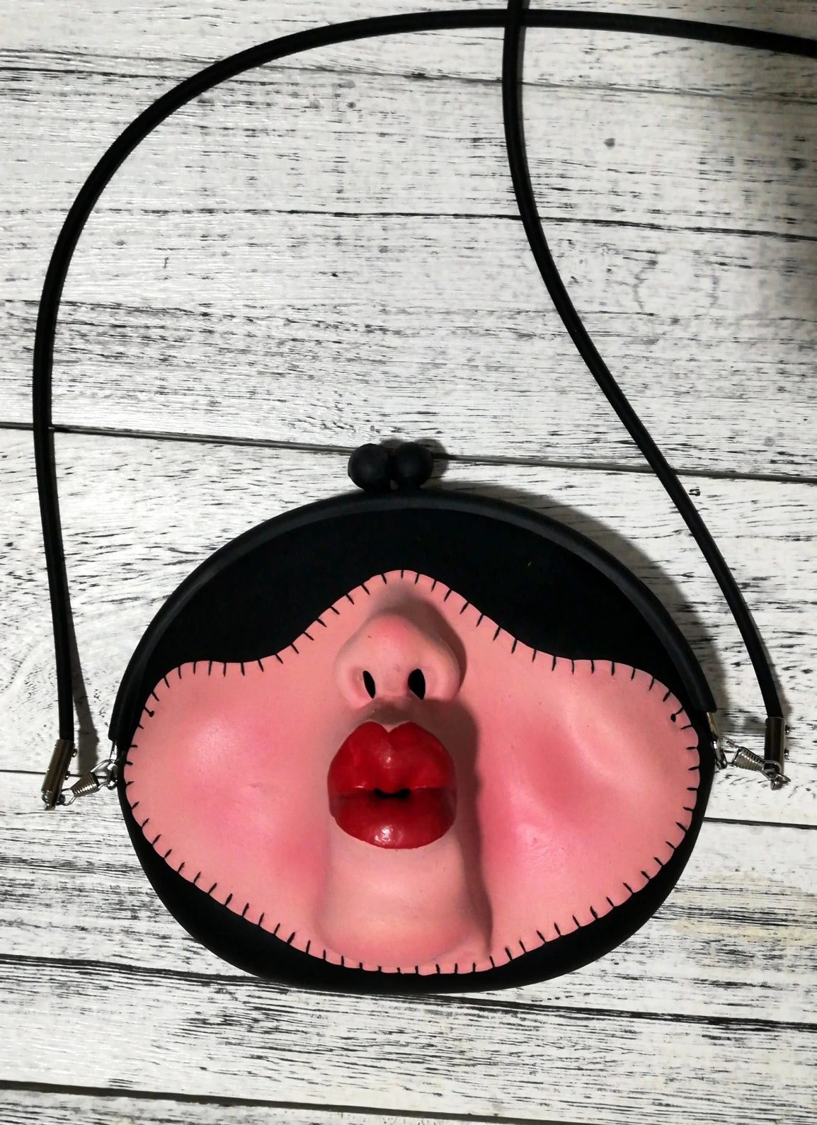 Personality Design Red Lipstick Face Shoulder Bag Cute Women Silica Gel Crossbody Bag Summer Small Jelly Handbag Party Purse