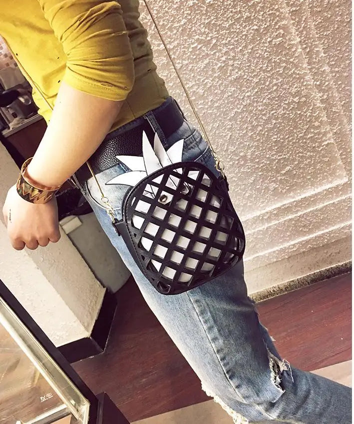 Nuevo diseño de marca femenina, bolsos de frutas para mujer, lindo bolso de hombro con cadena de piña, bolso de mensajero de cuero PU, bolso de mano