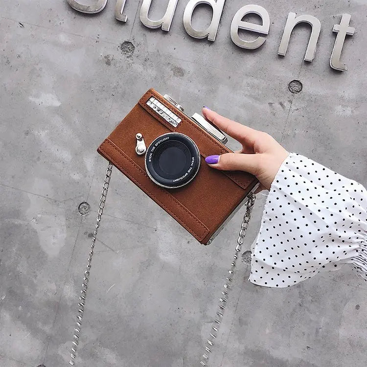 Personalized Design Fashion Camera Shape Clutch Nubuck Shoulder Bag Ladies Casual Mini Messenger Bag Purse