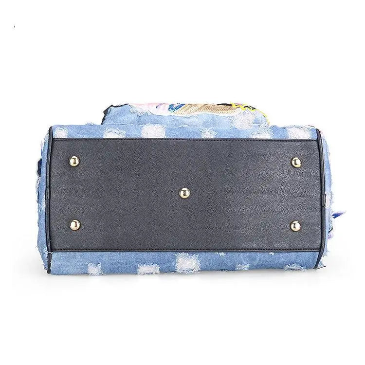 Sacs à main en denim pour femmes, sacs à bandoulière décontractés, sacs à poignée supérieure vintage en denim bleu, sacs à main de voyage de grande taille