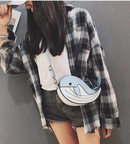 Cute Whale Design Pu Leather Fashion female Flap Clutch Shoulder Bag Crossbody Mini Messenger Bag For Women Bolsa Drop Shipping