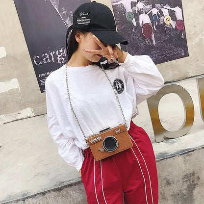 Personalized Design Fashion Camera Shape Clutch Nubuck Shoulder Bag Ladies Casual Mini Messenger Bag Purse