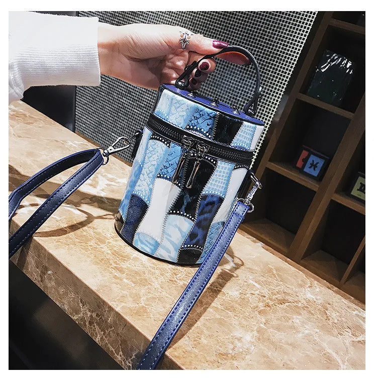 Bolso de cubo para mujer, de alta calidad, de piel sintética, con cadena, bolso de hombro con remaches de diseñador, bolso para teléfono móvil para mujer