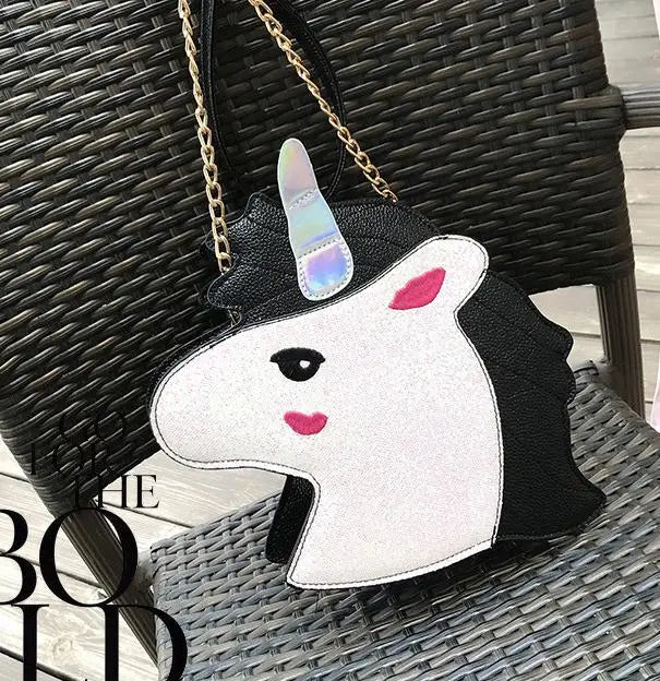 Pochette à main en forme de diamant avec motif licorne au design unique de marque de mode