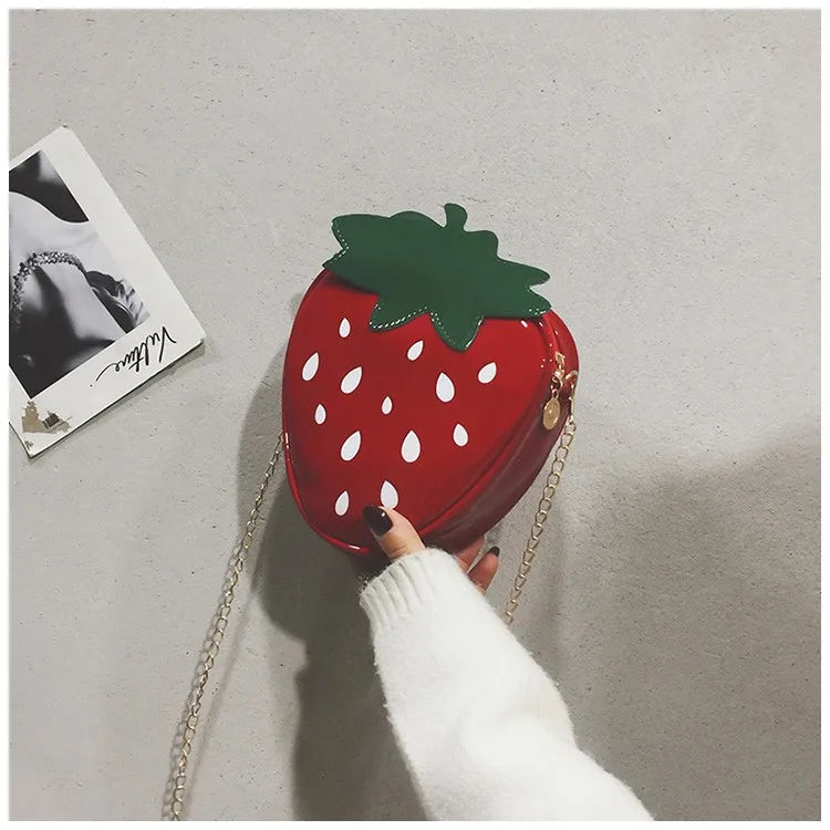 Nuevos bolsos de hombro mini de moda para mujer, lindos bolsos cruzados con estampado de fresas para mujer, bolsos tipo cartera