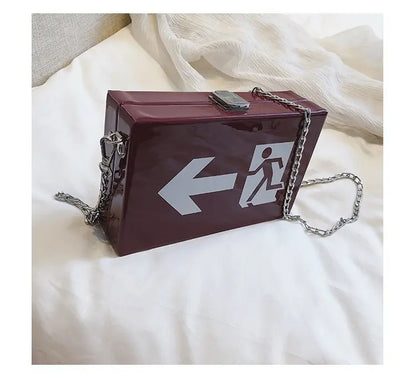 Sac à bandoulière au design amusant avec impression de panneau en cuir PU pour femme, sac à bandoulière avec petite chaîne, sac à main pour téléphone