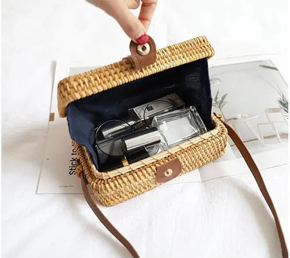 Summer Straw Bags Small Women Rattan Bag Handmade Woven Beach Women's Crossbody Bags Bohemia Hollow Out Handbag Bali Box bols