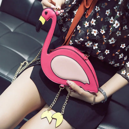 Women Embroidery Flamingo Evening Bags Luxury Round Shaped Female Wedding Dinner Bags Shoulder Bags Clutch Purse