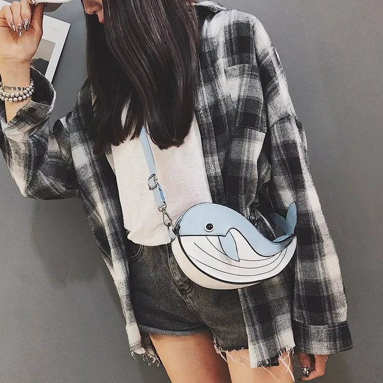 Cute Whale Design Pu Leather Fashion female Flap Clutch Shoulder Bag Crossbody Mini Messenger Bag For Women Bolsa Drop Shipping