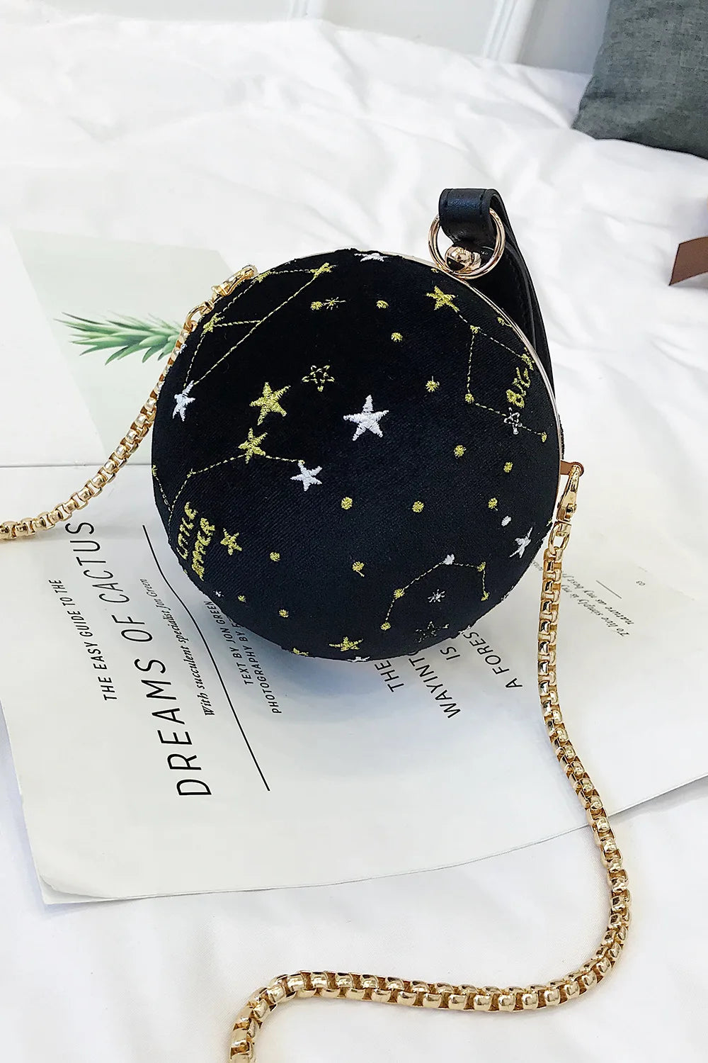 Luxury Fashion Blue Planet Velvet Star Ball Shoulder Bag Women small round Velour Bag Personality Female Handbag