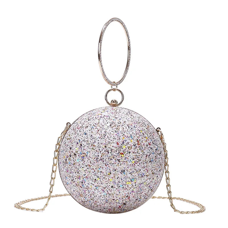 Women Ball Evening Bags Ring Handle Round Shaped Clutch Purse Clutches Chain Shoulder Handbags Drop Shipping