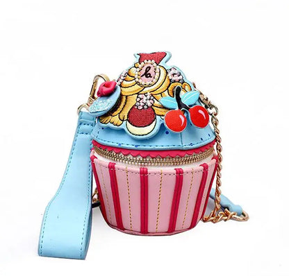 Cute Ice Cream Shape Shoulder Bag Embroidered Funny Crossbody Bag Mini Chain Messenger Bag Girls' Phone Bag