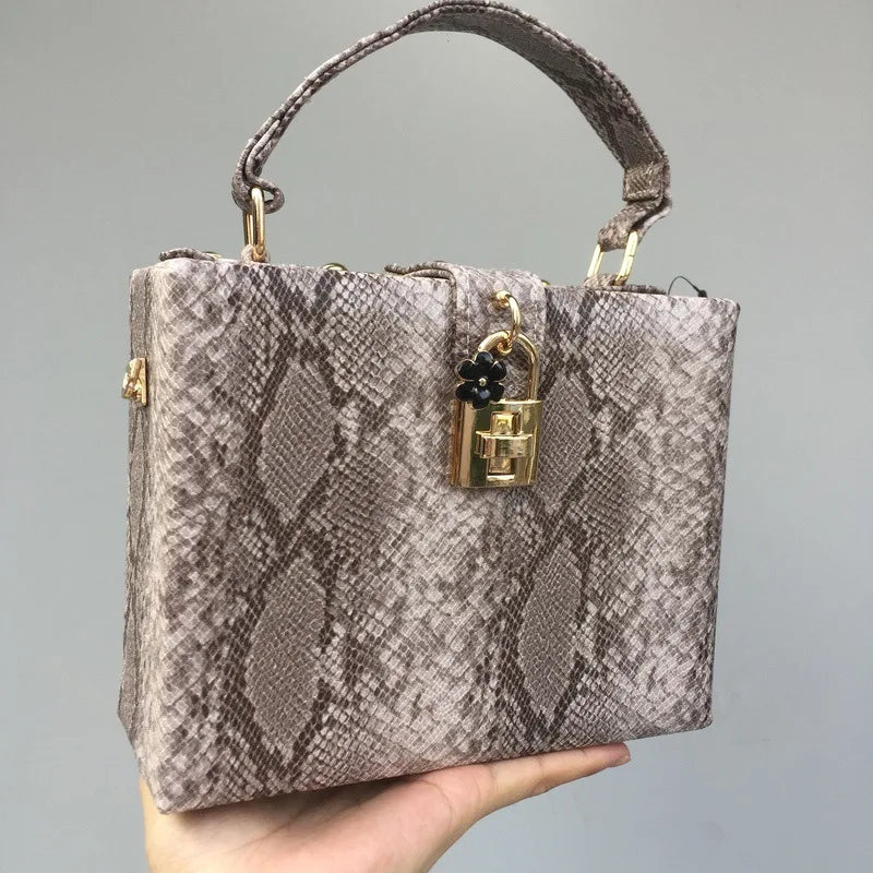 Sac à main tendance pour femme, petit sac à bandoulière en peau de serpent, sac à main tendance en similicuir PU grainé, sac décontracté toutes saisons