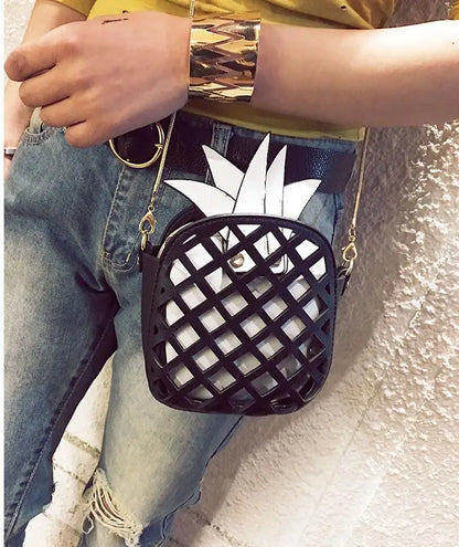 Nuevo diseño de marca femenina, bolsos de frutas para mujer, lindo bolso de hombro con cadena de piña, bolso de mensajero de cuero PU, bolso de mano