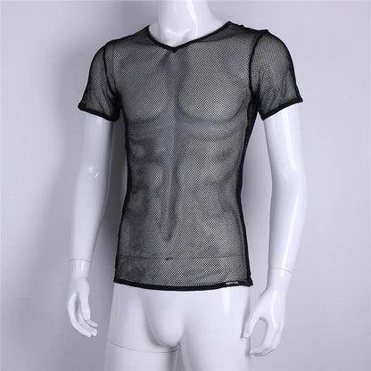 YiZYiF T-shirt sexy en maille transparente pour homme, haut transparent, t-shirt sexy pour homme, débardeur, vêtements de club pour homme