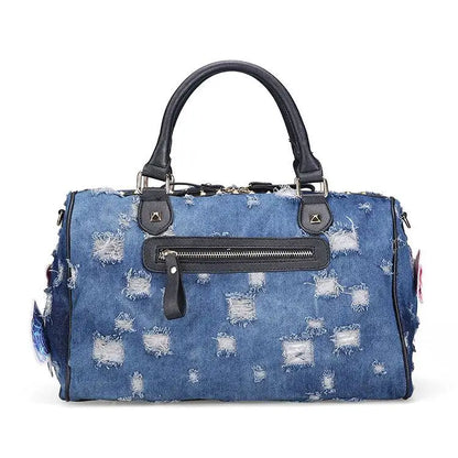 Sacs à main en denim pour femmes, sacs à bandoulière décontractés, sacs à poignée supérieure vintage en denim bleu, sacs à main de voyage de grande taille