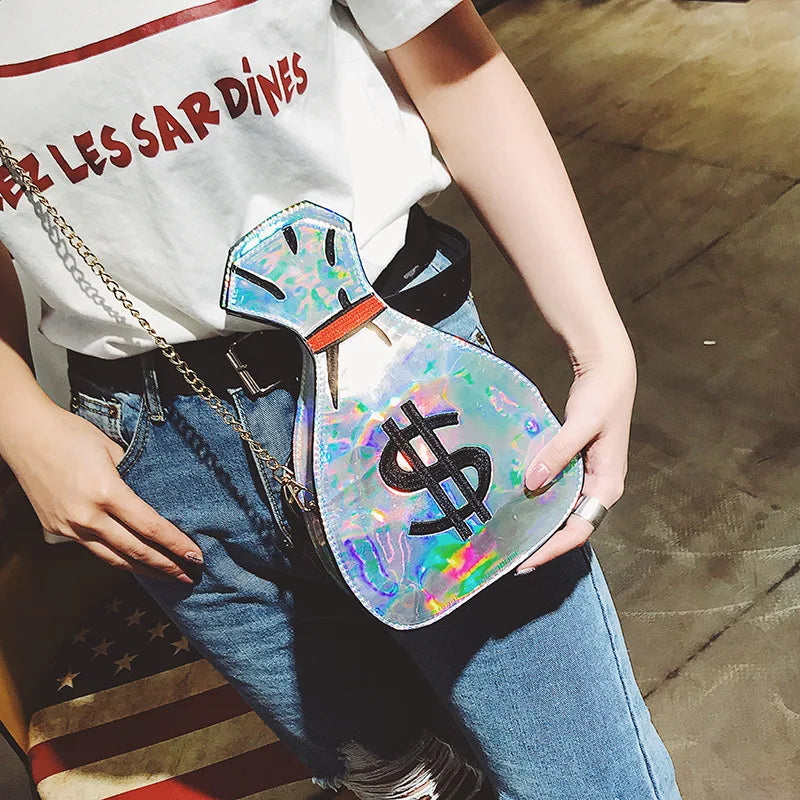 Nuevo diseño creativo de bolso con bordado láser en forma de bolso de hombro para mujer, bolso de mano con cadena, bolso bandolera con solapa