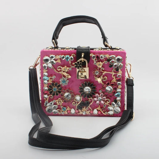 Pochette de soirée pour femme, sac carré en acrylique avec strass, sac à bandoulière, sac à main