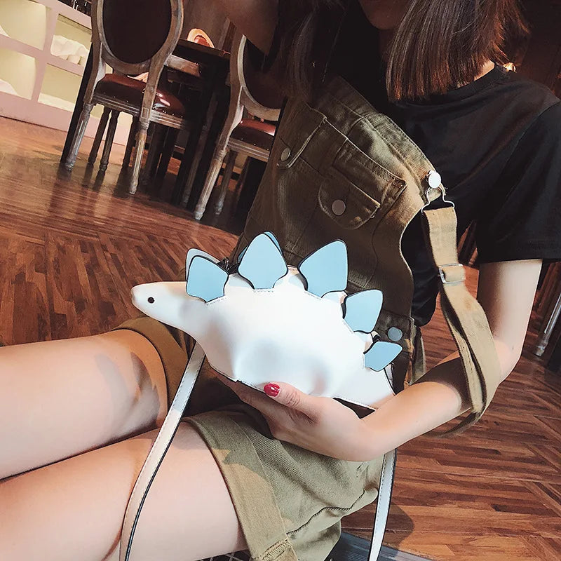 Bolsos de hombro con diseño de dinosaurio, bolso cruzado de PU con diseño de estegosaurio para niñas y mujeres