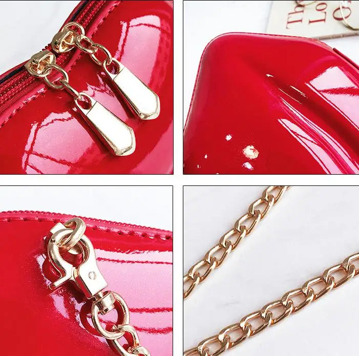 Nuevo bolso de mano de piel sintética con forma de labios rojos sexy para mujer, bolso de noche, bolso de cadena pequeño, bolso de mano para novia, dama de honor, bolso de fiesta de boda