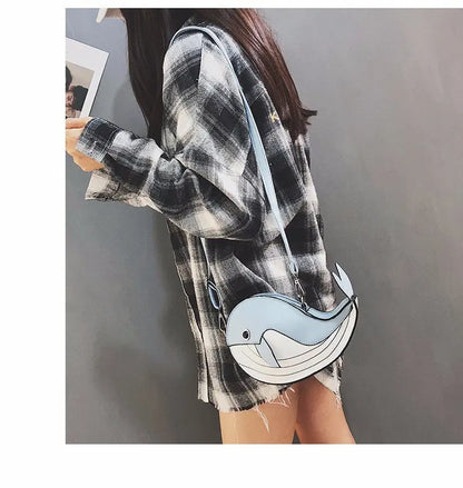 Cute Whale Design Pu Leather Fashion female Flap Clutch Shoulder Bag Crossbody Mini Messenger Bag For Women Bolsa Drop Shipping