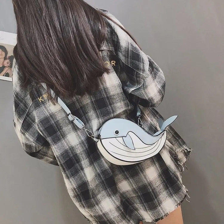 Cute Whale Design Pu Leather Fashion female Flap Clutch Shoulder Bag Crossbody Mini Messenger Bag For Women Bolsa Drop Shipping