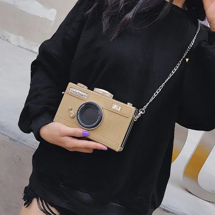 Personalized Design Fashion Camera Shape Clutch Nubuck Shoulder Bag Ladies Casual Mini Messenger Bag Purse