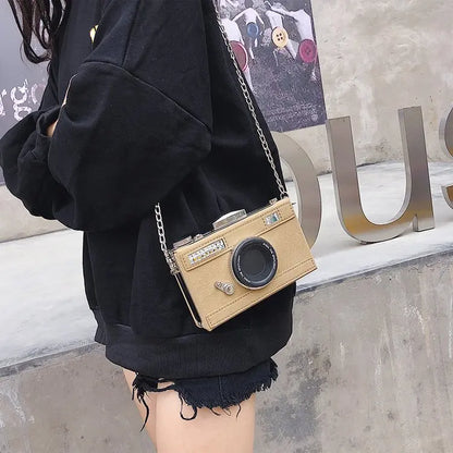 Personalized Design Fashion Camera Shape Clutch Nubuck Shoulder Bag Ladies Casual Mini Messenger Bag Purse