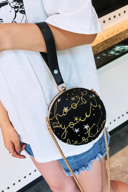 Luxury Fashion Blue Planet Velvet Star Ball Shoulder Bag Women small round Velour Bag Personality Female Handbag